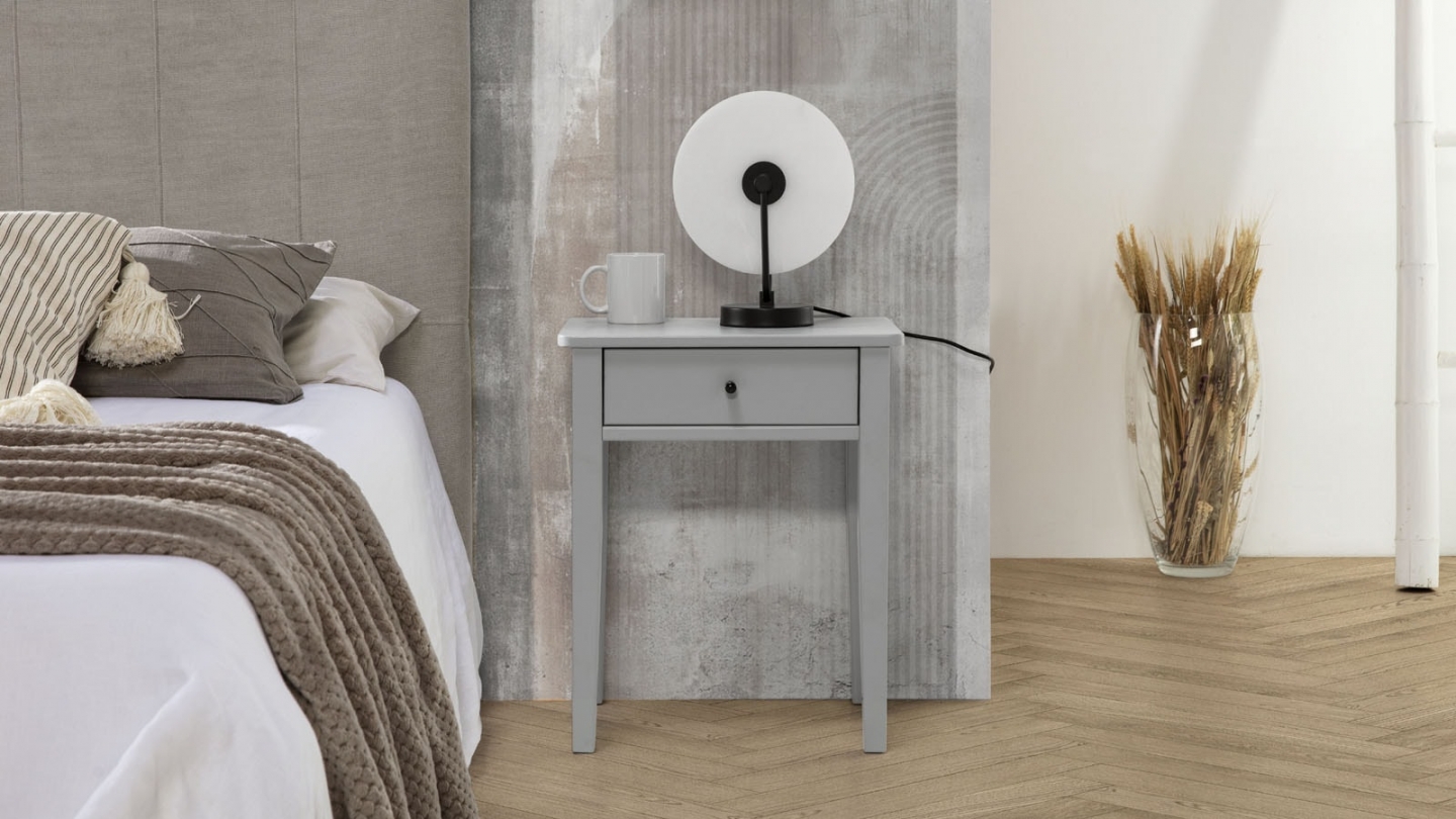 Table de chevet 1 tiroir en bois gris clair - Stan