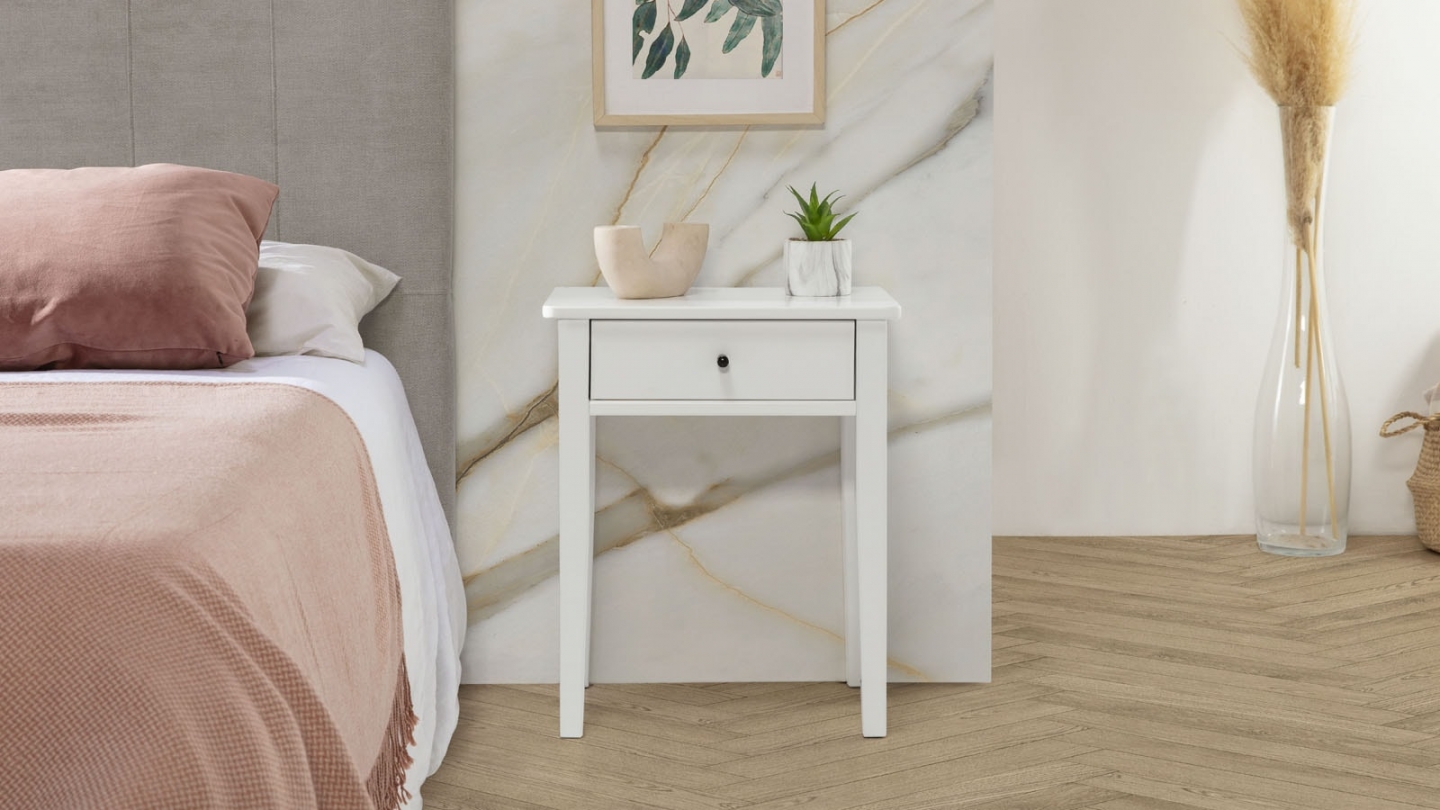 Table de chevet 1 tiroir en bois blanc - Stan