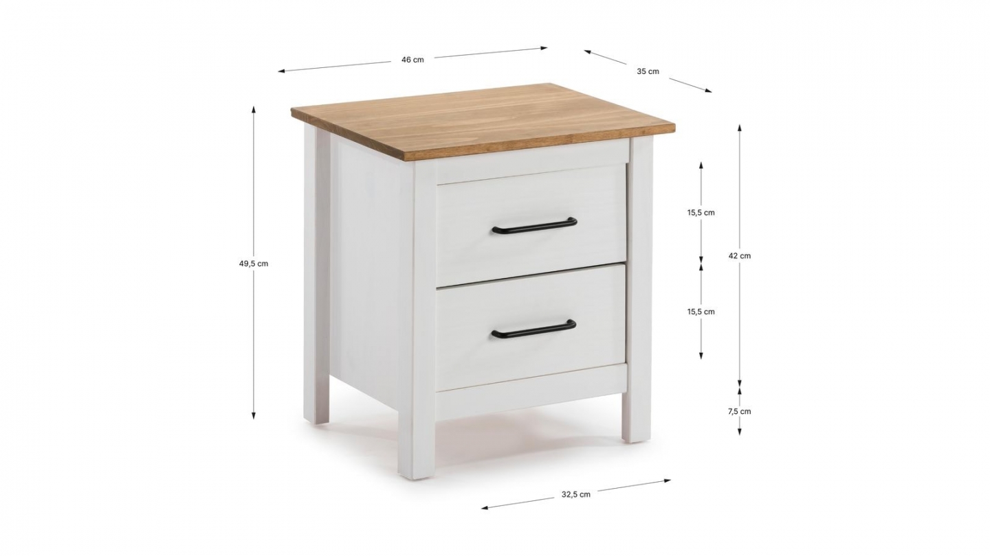 Table de chevet en bois massif blanc - Ida