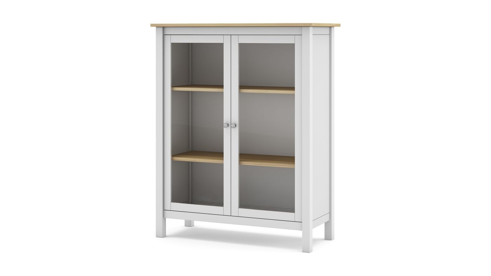 Vaisselier 2 portes en bois massif blanc 110 cm - Macha