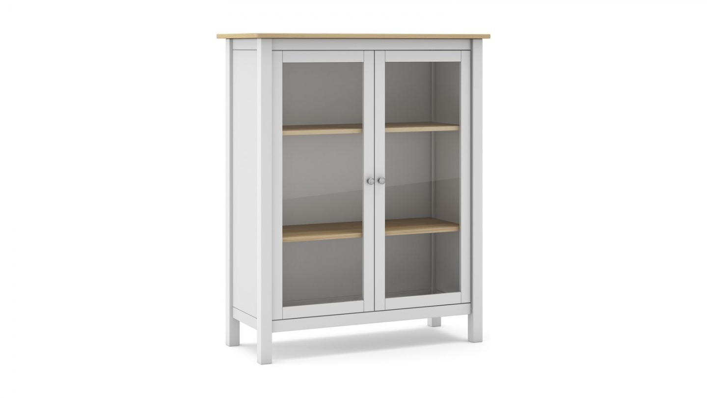 Vaisselier 2 portes en bois massif blanc 110 cm - Macha