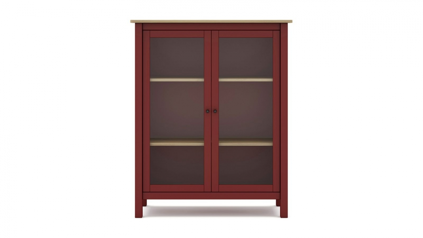 Vaisselier 2 portes en bois massif Rouge 110 cm - Macha