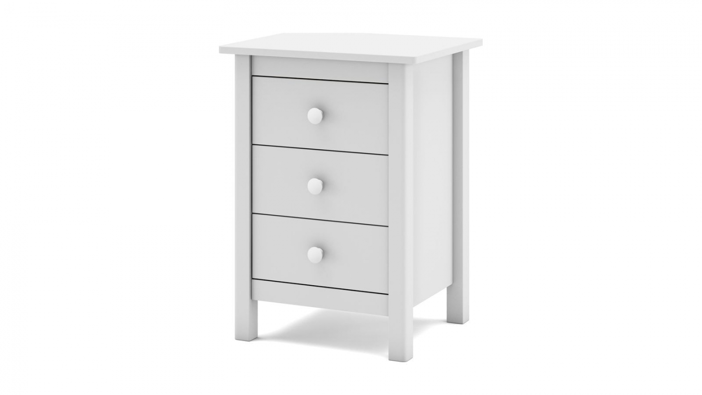 Table de chevet enfant 3 tiroirs en bois massif blanc - Melvin