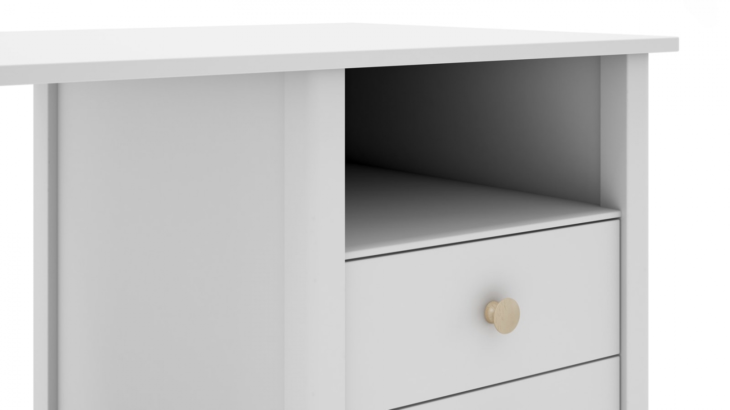 Bureau enfant 3 tiroirs en bois massif blanc 120 cm - Melvin