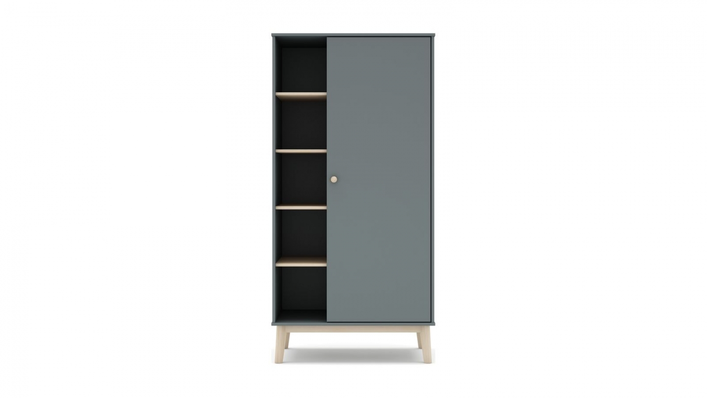 Armoire enfant 1 porte en bois vert kaki 90 cm - Elise