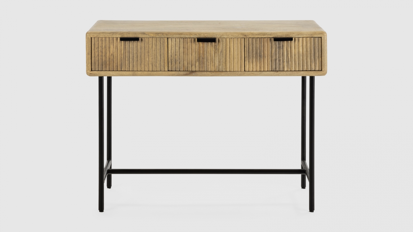 Console 3 tiroirs en bois de manguier 100 cm - Sanja