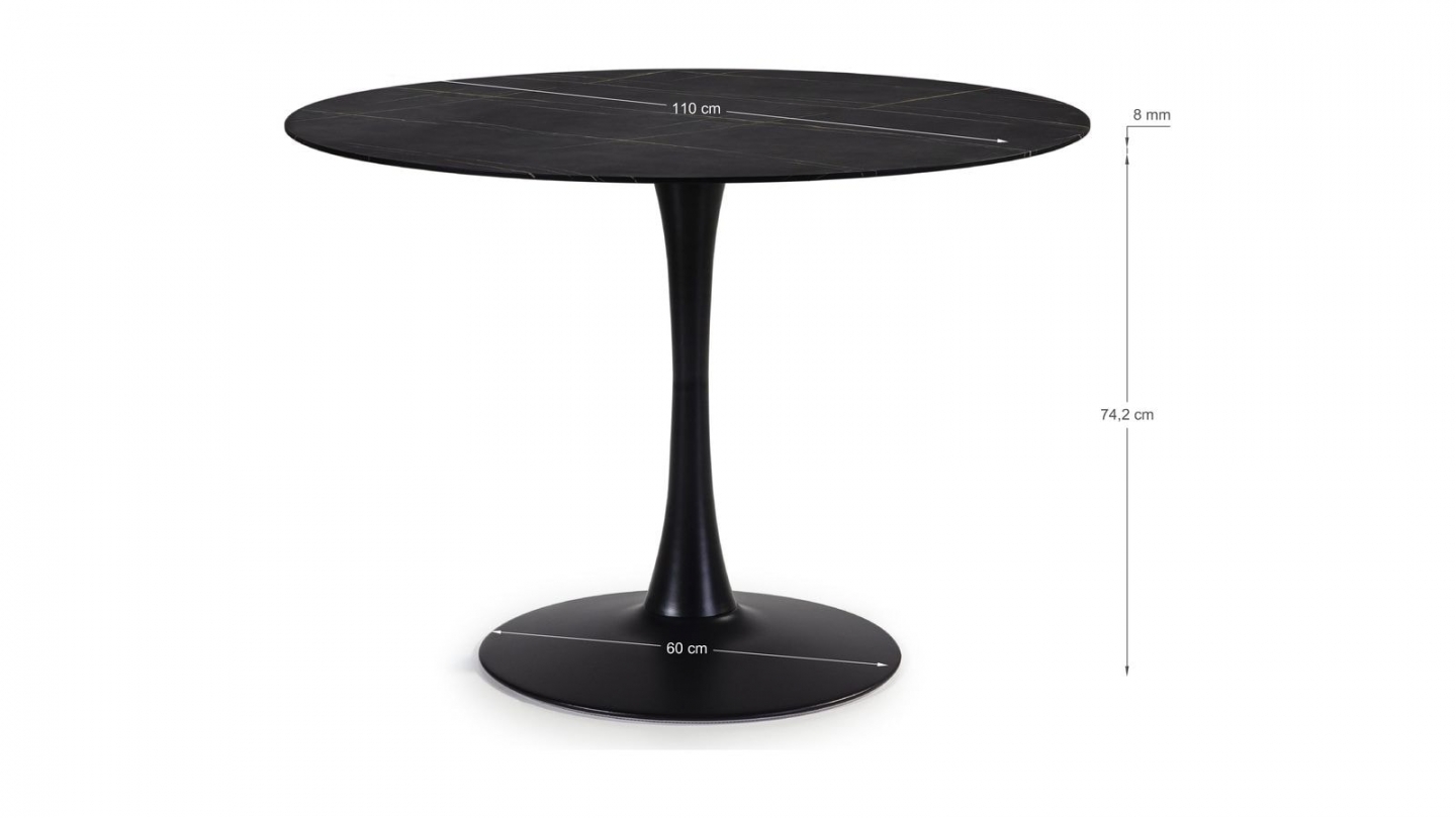 Table à manger ronde noire Ø110xH75 cm - Prima