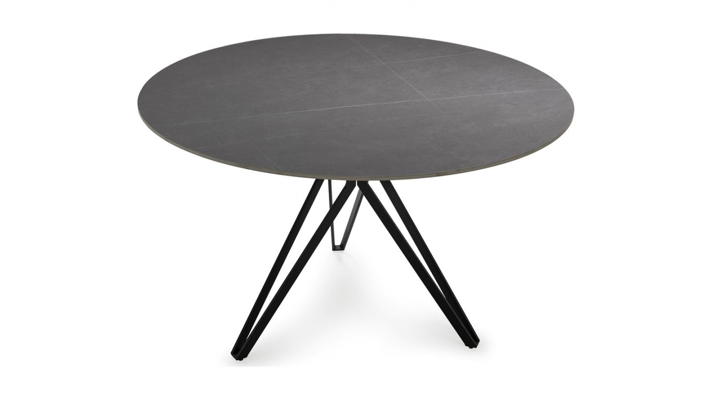 Table à manger ronde en céramique effet ardoise 4 pers. 120 cm - Cuma