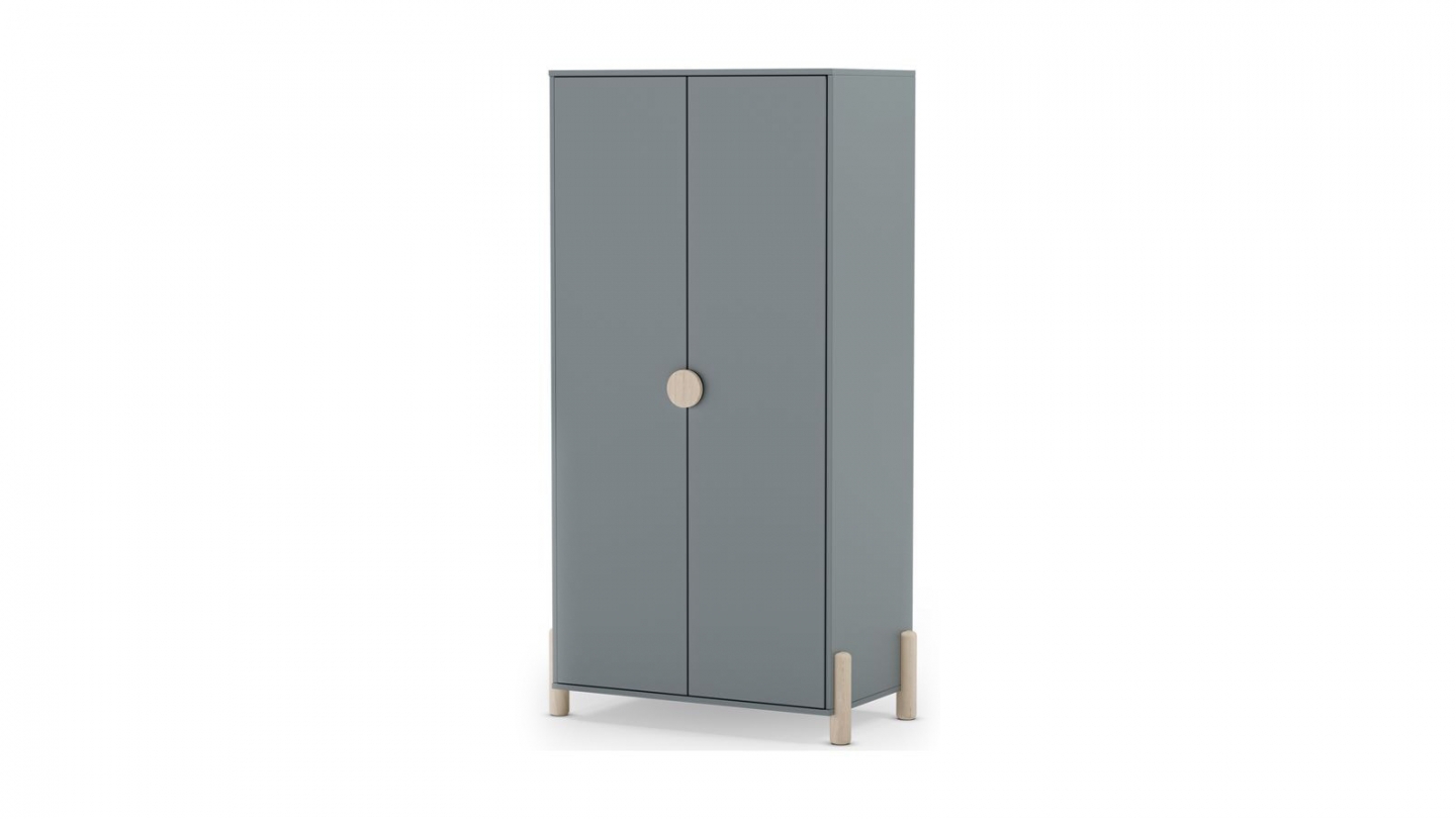 Armoire enfant 2 portes en bois vert kaki 92 cm - Bastien