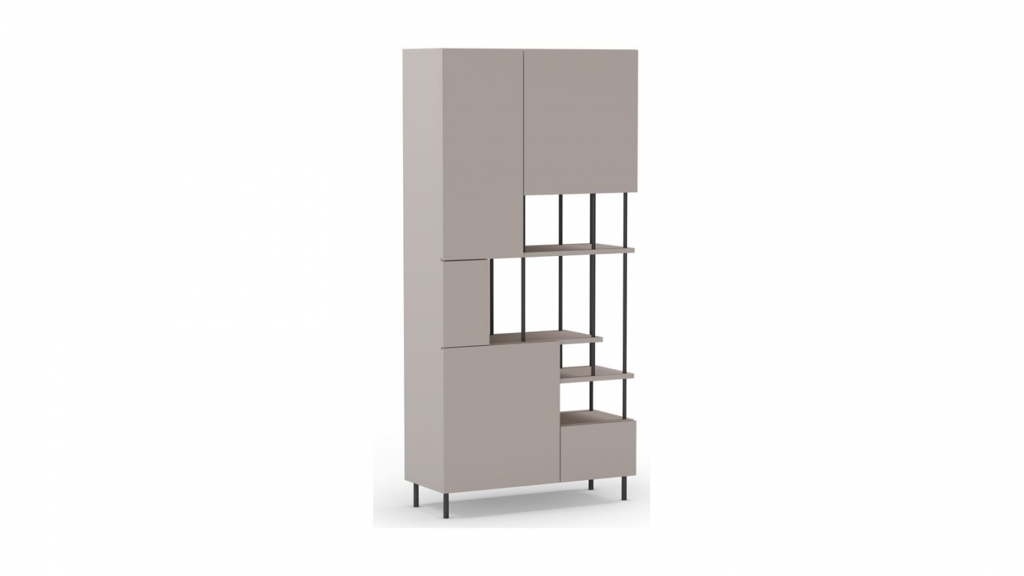 Blibliothèque 5 portes beige H175 cm - Lise