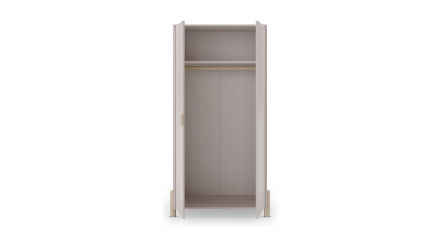 Armoire enfant 2 portes en bois beige 92 cm - Bastien