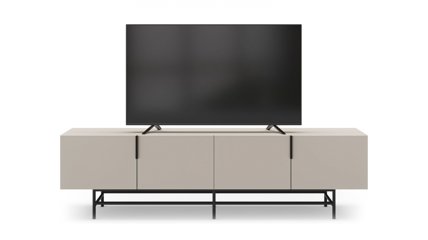 Meuble TV 4 portes beige 200 cm - Clea