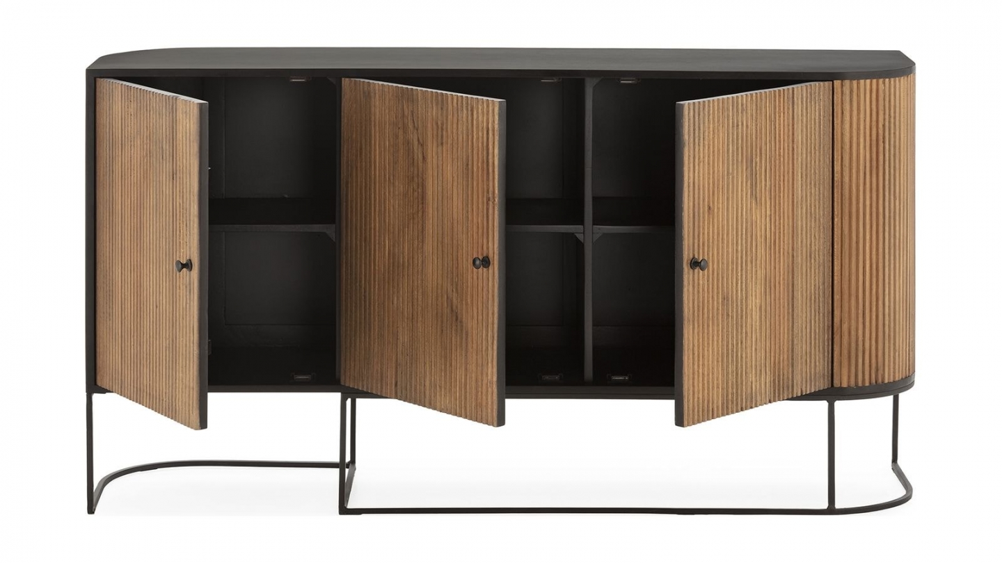 Buffet 3 portes en bois de manguier 165 cm - Cyrus