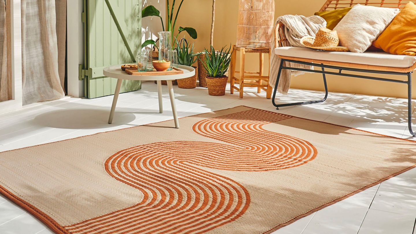 Tapis d’extérieur motif vague terracotta 180x280 cm - Verona