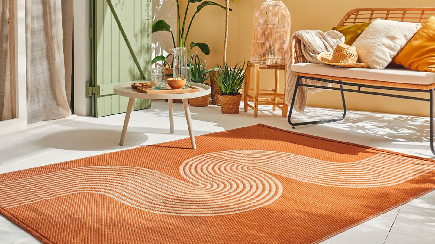 Tapis d’extérieur motif vague terracotta 150x220 cm - Verona