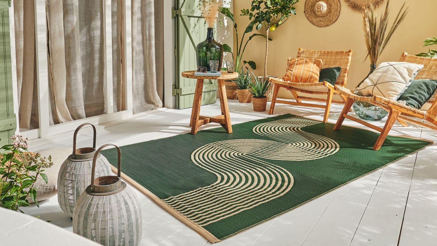 Tapis d’extérieur motif vague vert 120x160 cm - Verona