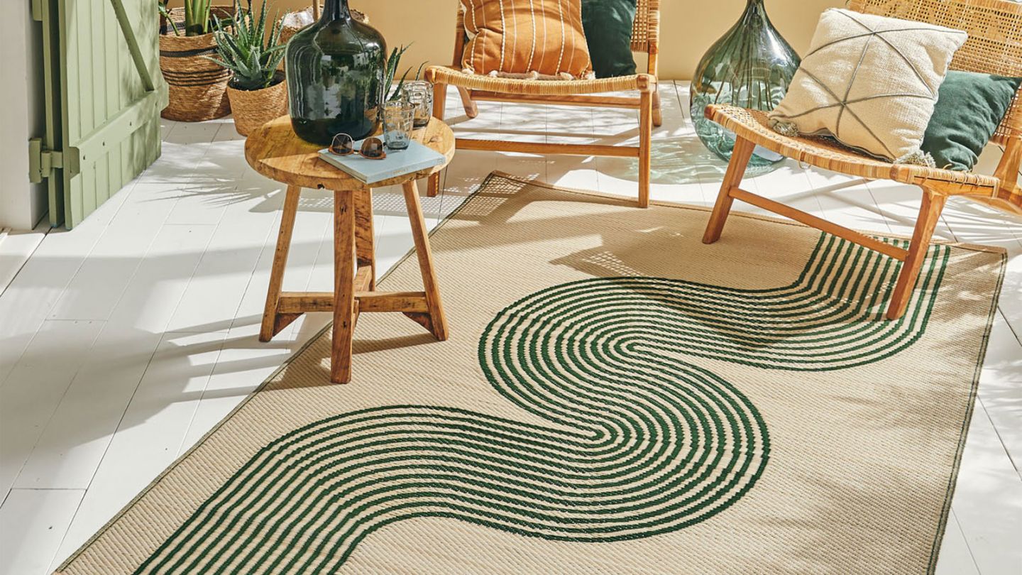 Tapis d’extérieur motif vague vert 120x160 cm - Verona