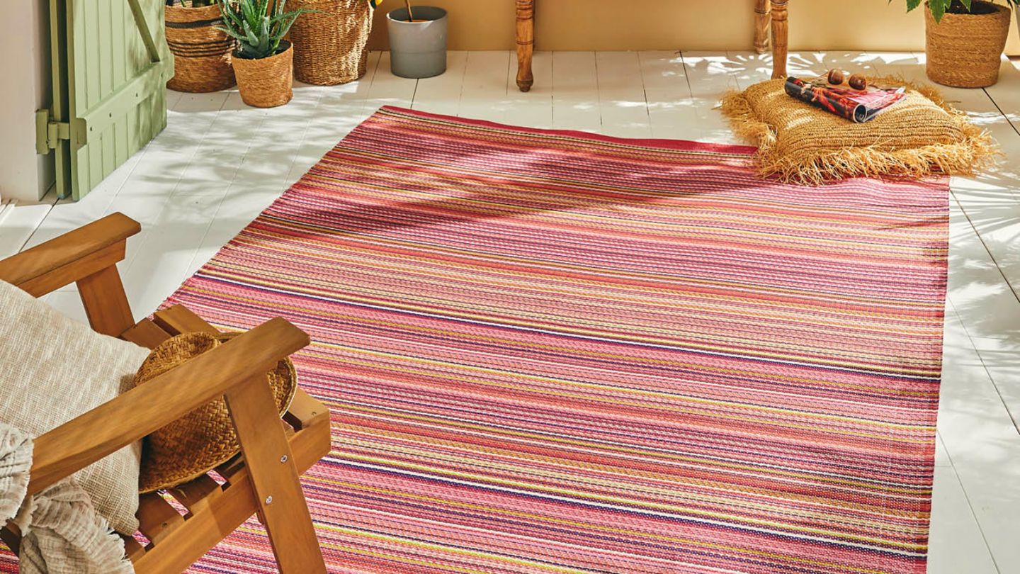 Tapis d’extérieur rayures dégradées rose 120x160 cm - Astrid