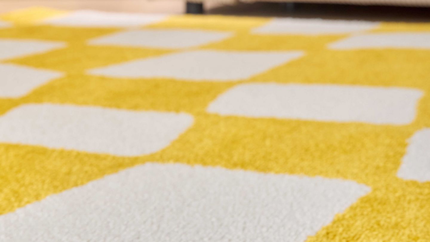 Tapis rétro à damier jaune 200x280 cm - Nahia
