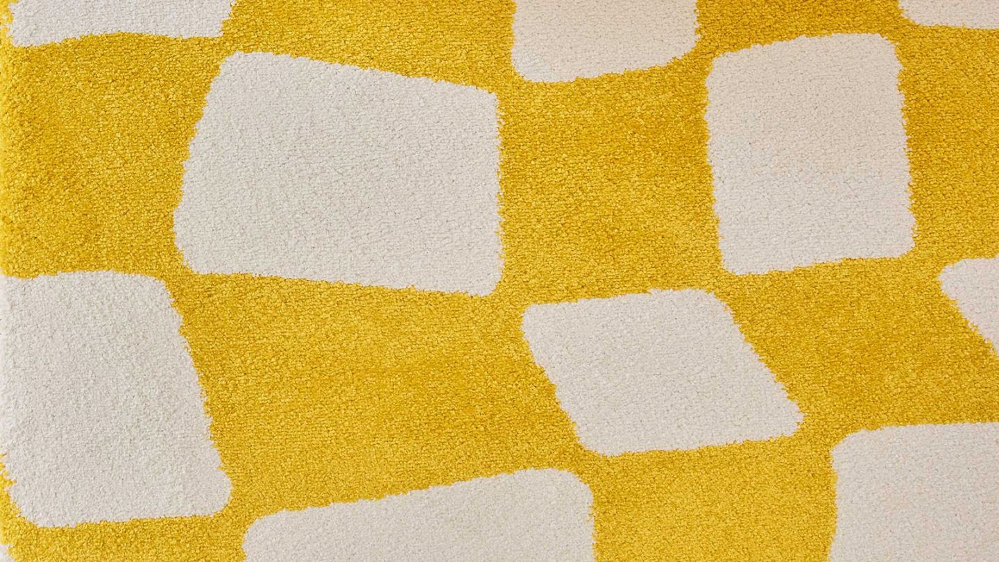 Tapis rétro à damier jaune 120x160 cm - Nahia