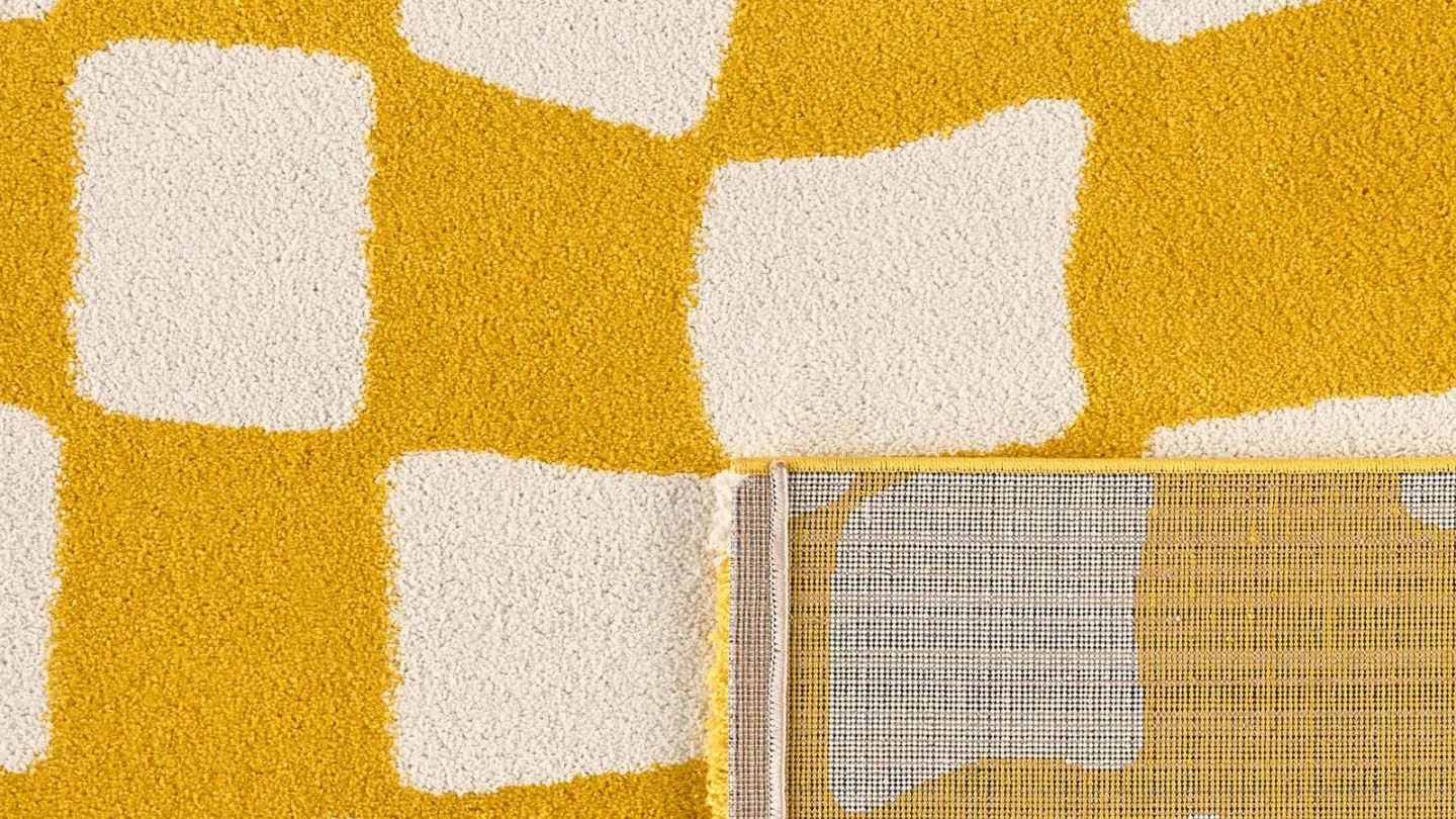 Tapis rétro à damier jaune 120x160 cm - Nahia