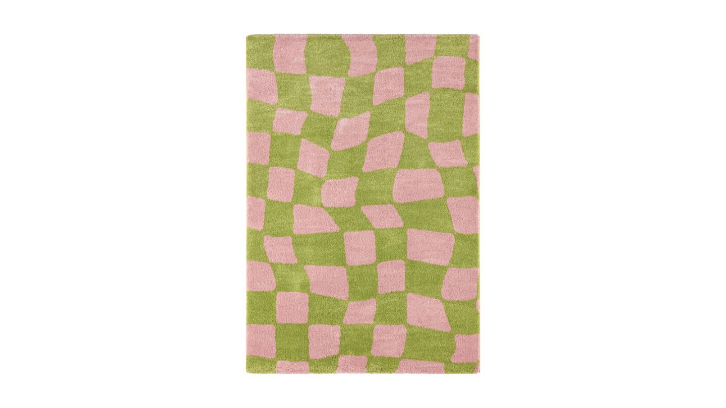 Tapis rétro à damier vert 160x230 cm - Nahia