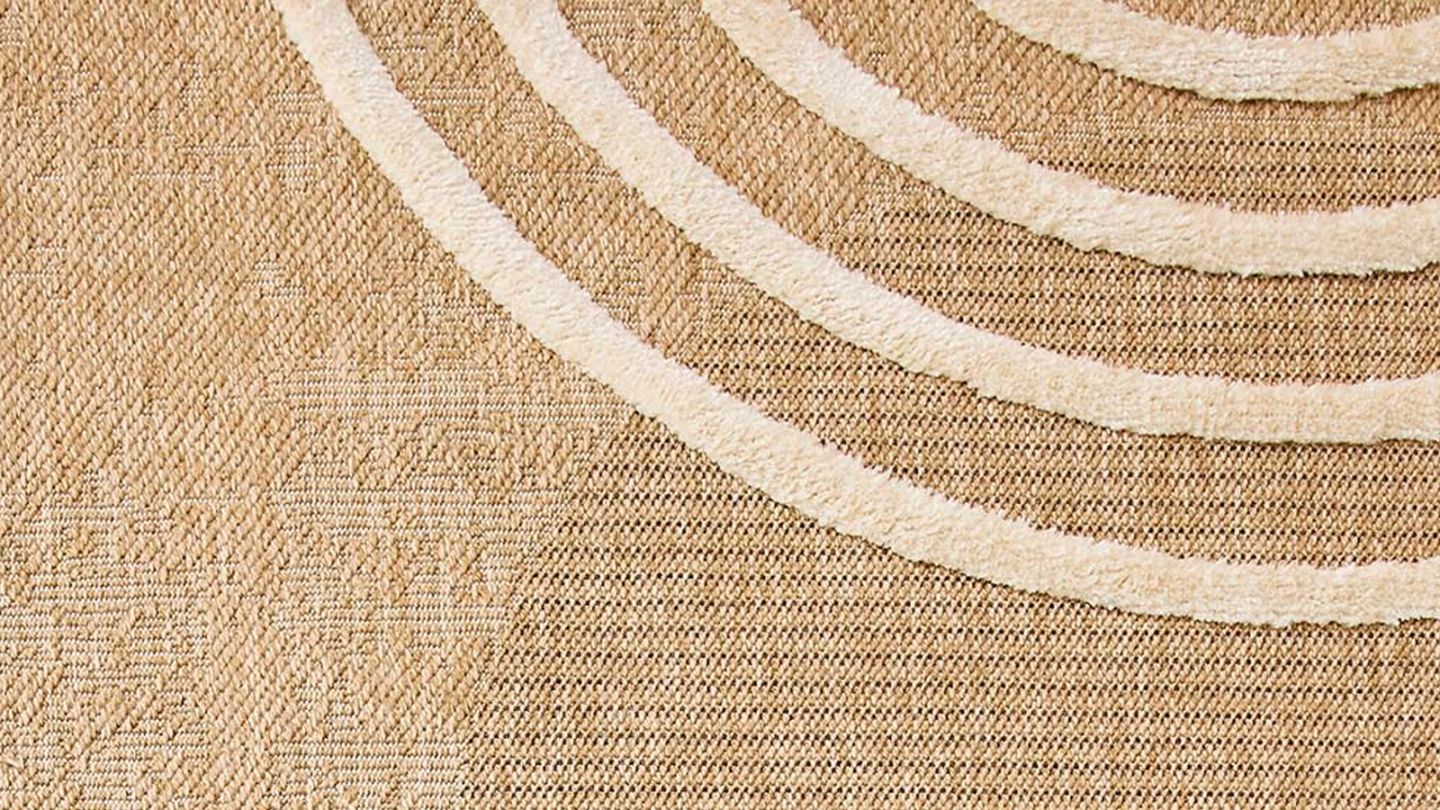 Tapis aspect jute motif arc-de-cercle beige 200x290 cm - Juno