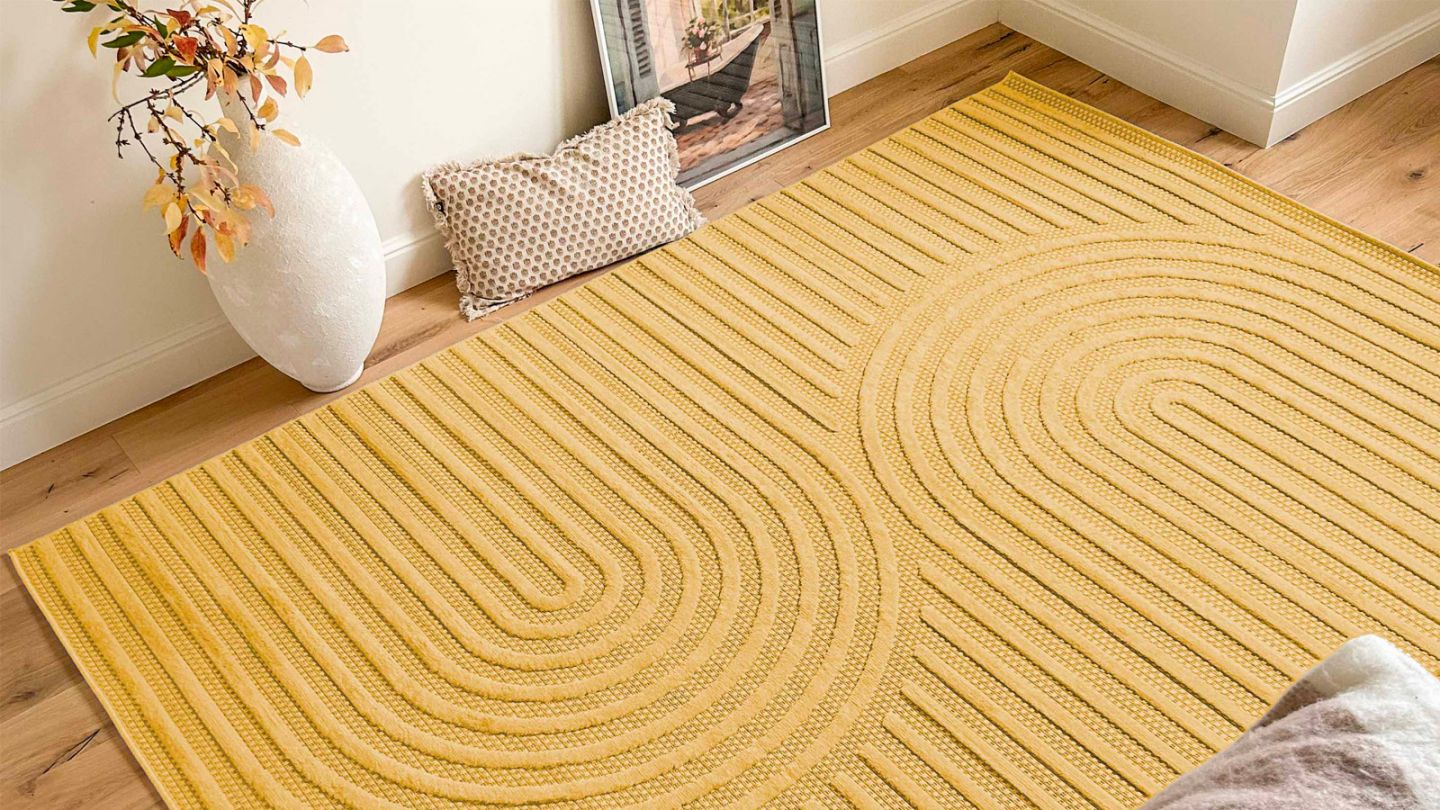 Tapis arc de cercle jaune 200x290 cm - Quinn