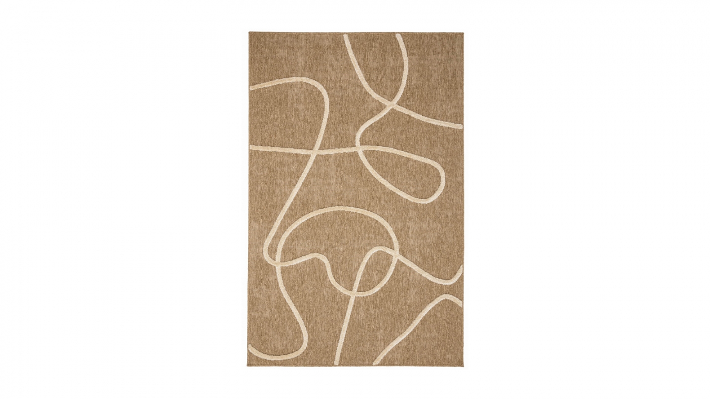 Tapis motif géométrique blanc et naturel 160x230 - Sloane