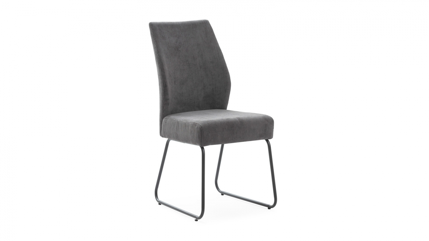 Lot de 4 chaises en velours côtelé gris anthracite - Stuga