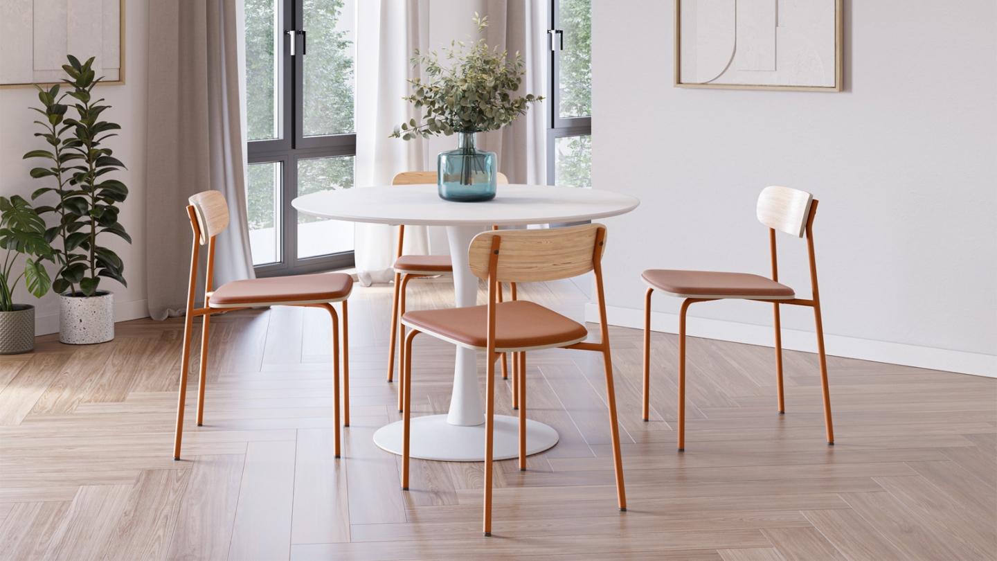 Lot de 2 chaises en tissu terracotta et effet bois - Svala