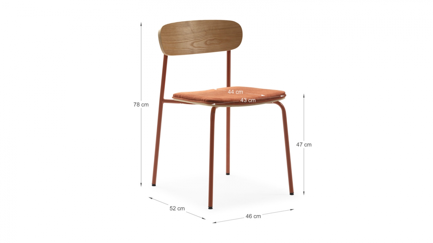 Lot de 2 chaises en tissu terracotta et effet bois - Svala