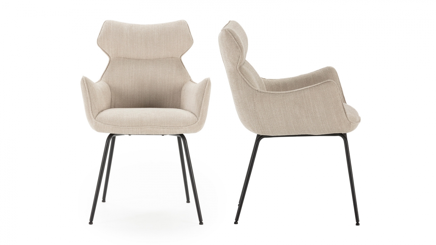 Lot de 2 fauteuils de table en tissu beige - Iconic