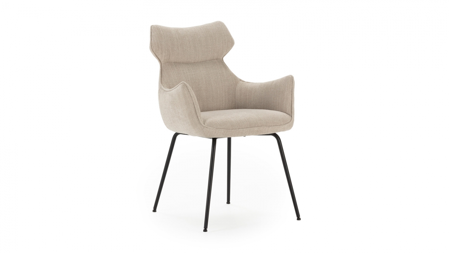 Lot de 2 fauteuils de table en tissu beige - Iconic