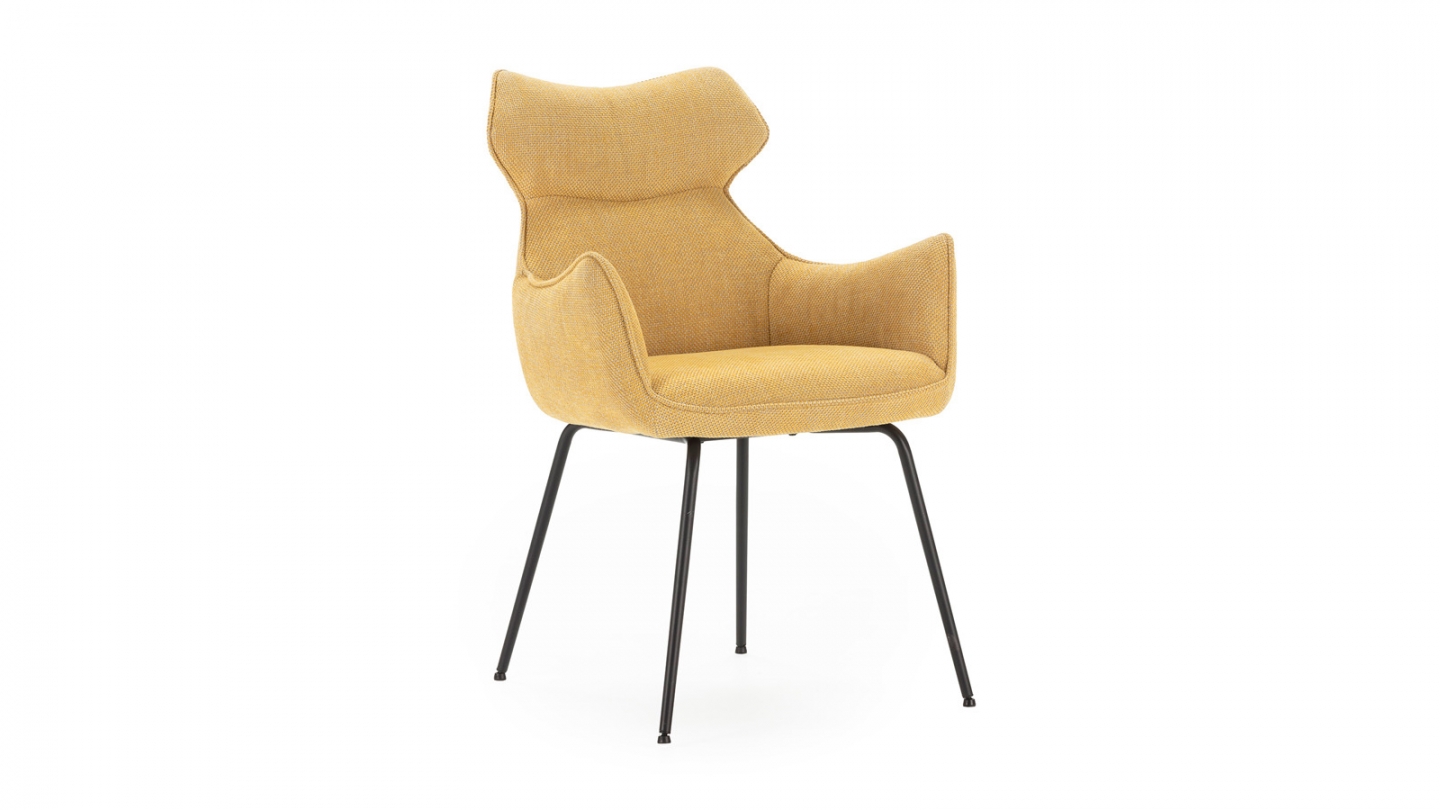 Lot de 2 fauteuils de table en tissu jaune moutarde - Iconic