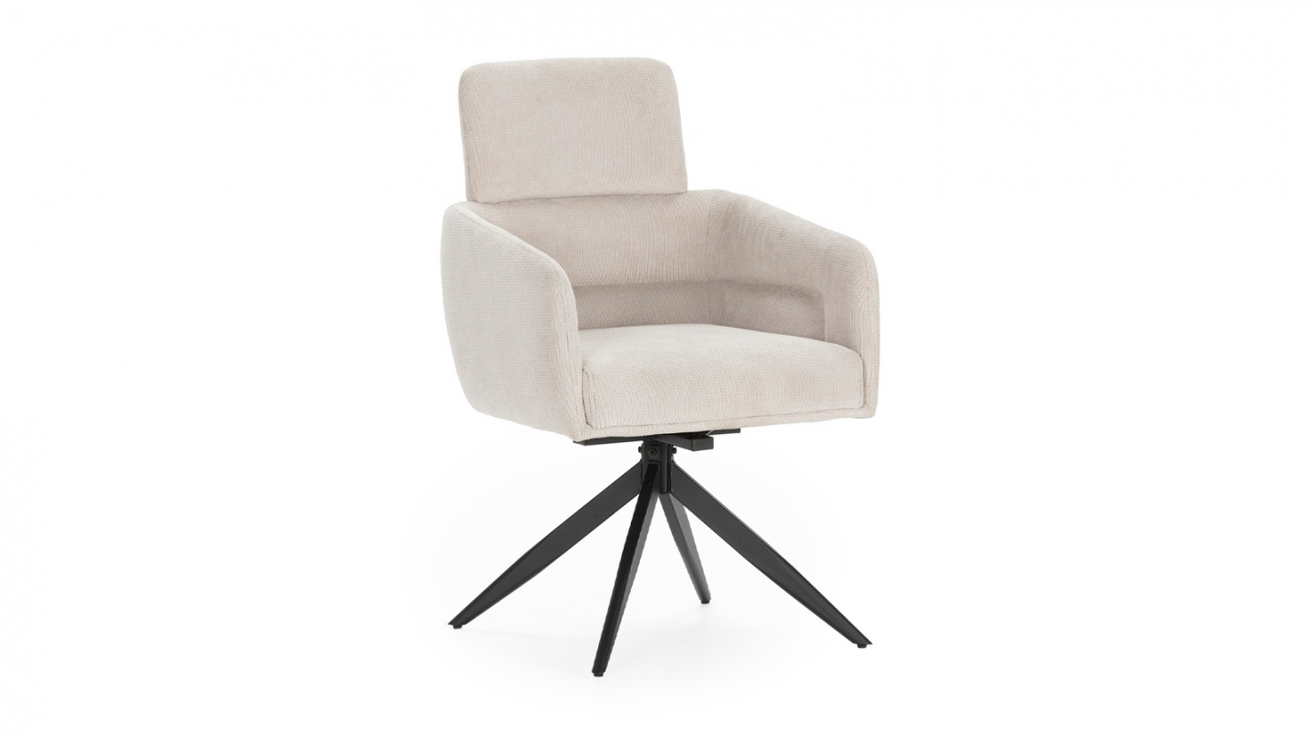 Lot de 2 fauteuils de table pivotants en tissu gris clair - Alvar