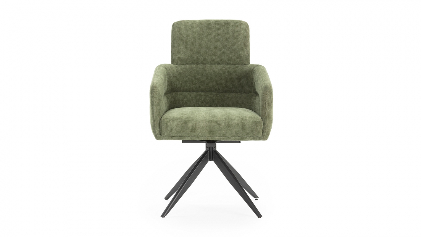 Lot de 2 fauteuils de table pivotants en tissu vert kaki - Alvar
