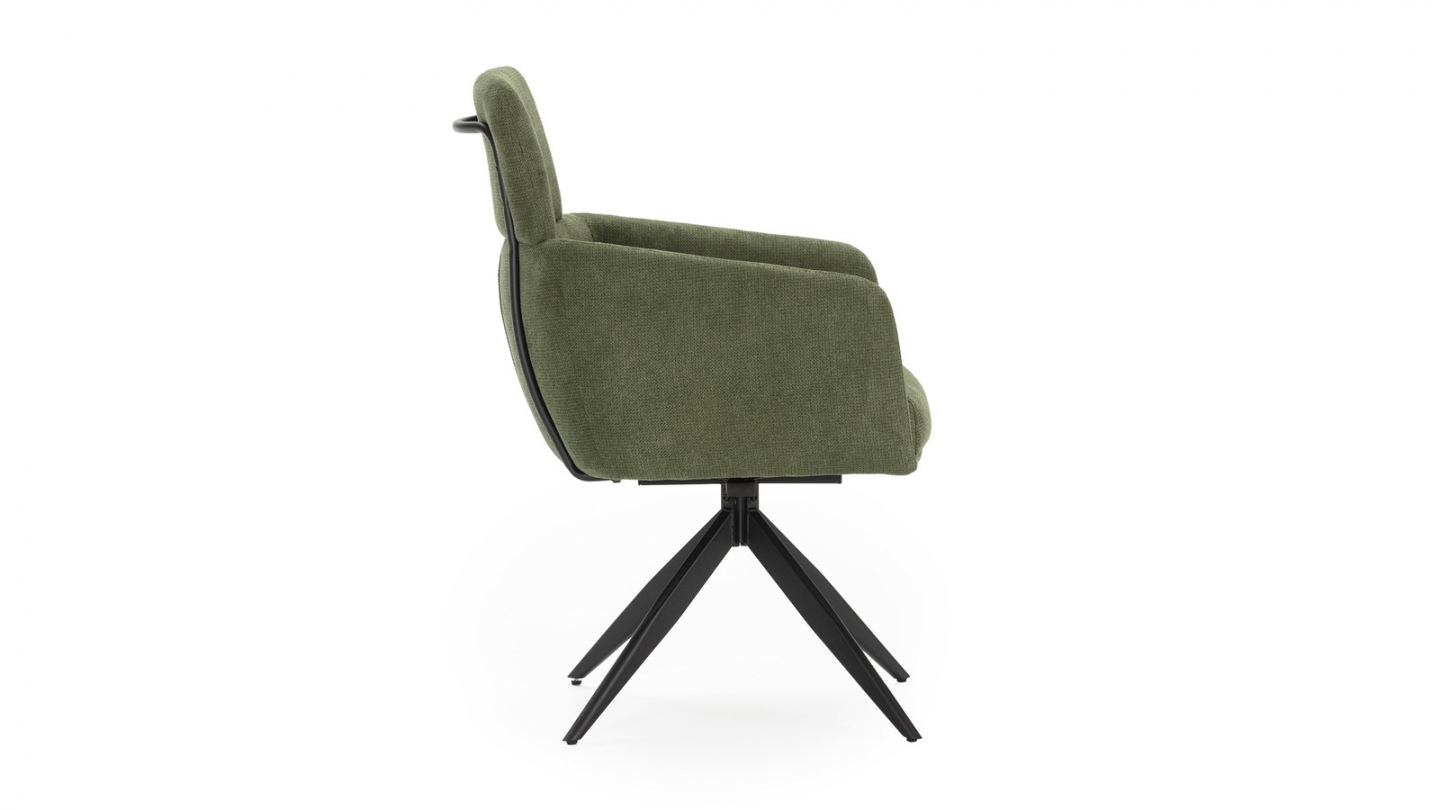 Lot de 2 fauteuils de table pivotants en tissu vert kaki - Alvar