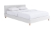 Lit adulte 160x200 cm avec tête de lit capitonnée en tissu beige - Milo