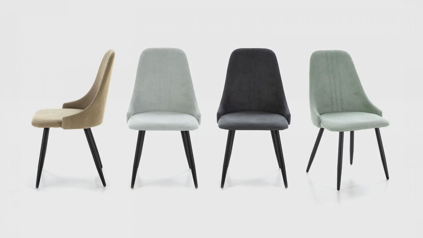 Lot de 4 chaises en tissu gris foncé - Soan