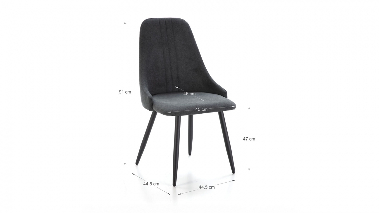 Lot de 4 chaises en tissu gris foncé - Soan