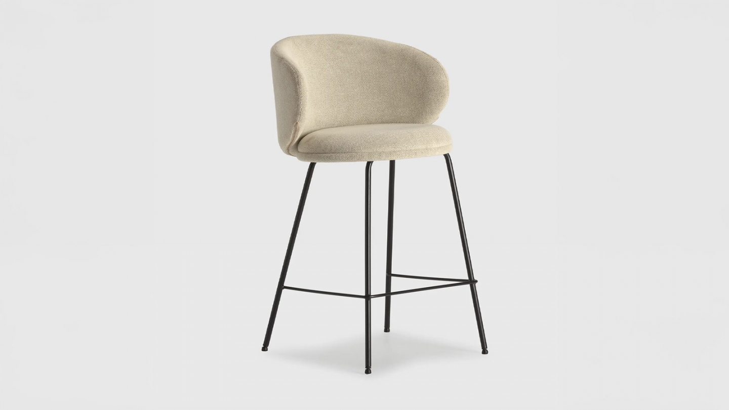 Lot de 2 tabourets de bar en tissu beige - Cocoon