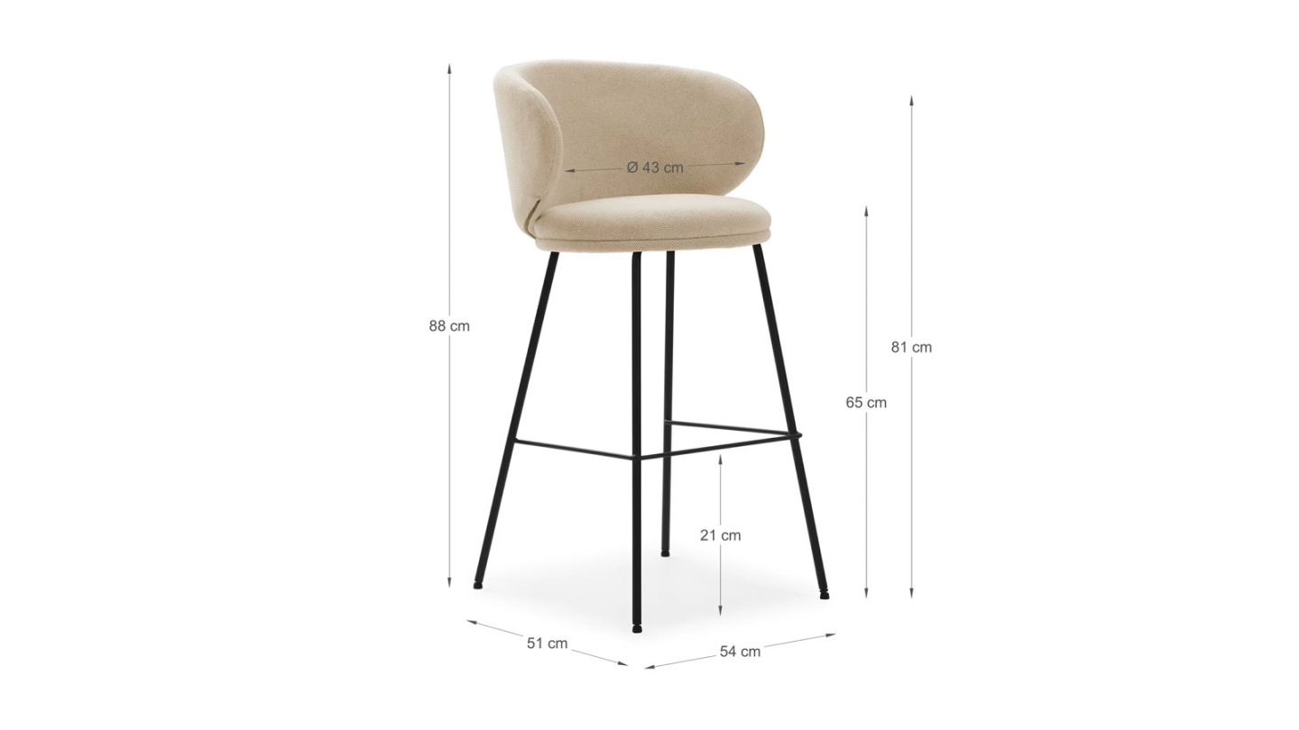 Lot de 2 tabourets de bar en tissu beige - Cocoon