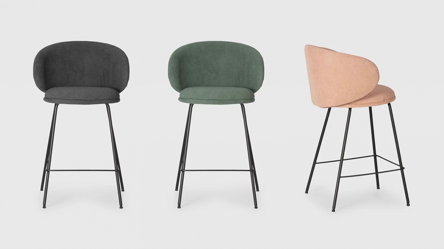 Lot de 2 tabourets de bar en tissu vert - Cocoon