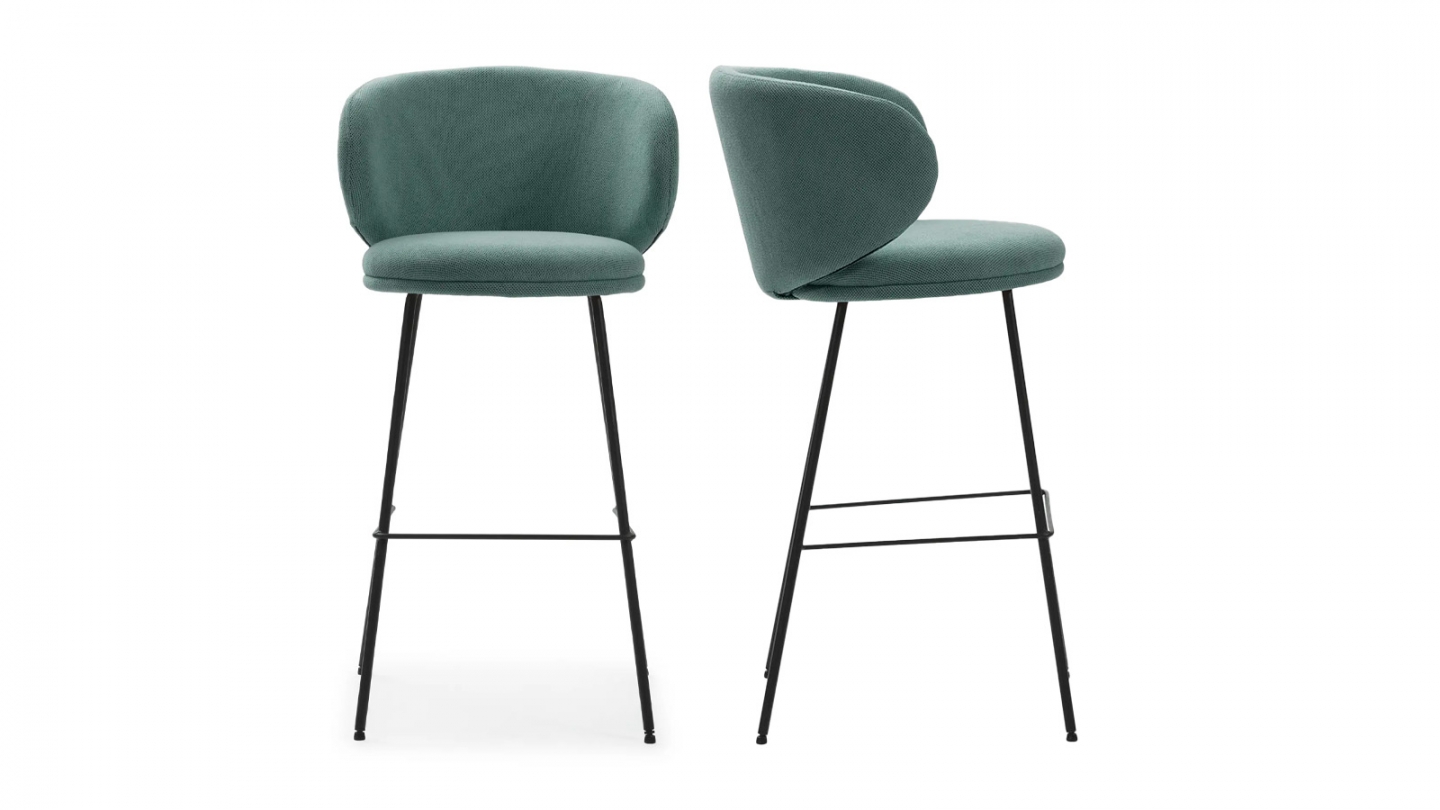 Lot de 2 tabourets de bar en tissu vert - Cocoon