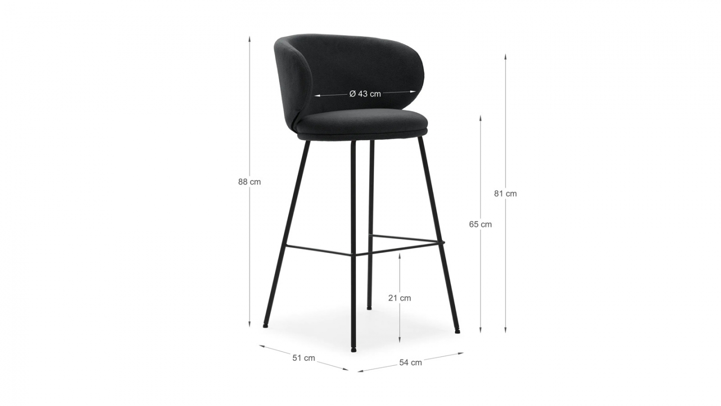 Lot de 2 tabourets de bar en tissu gris foncé - Cocoon