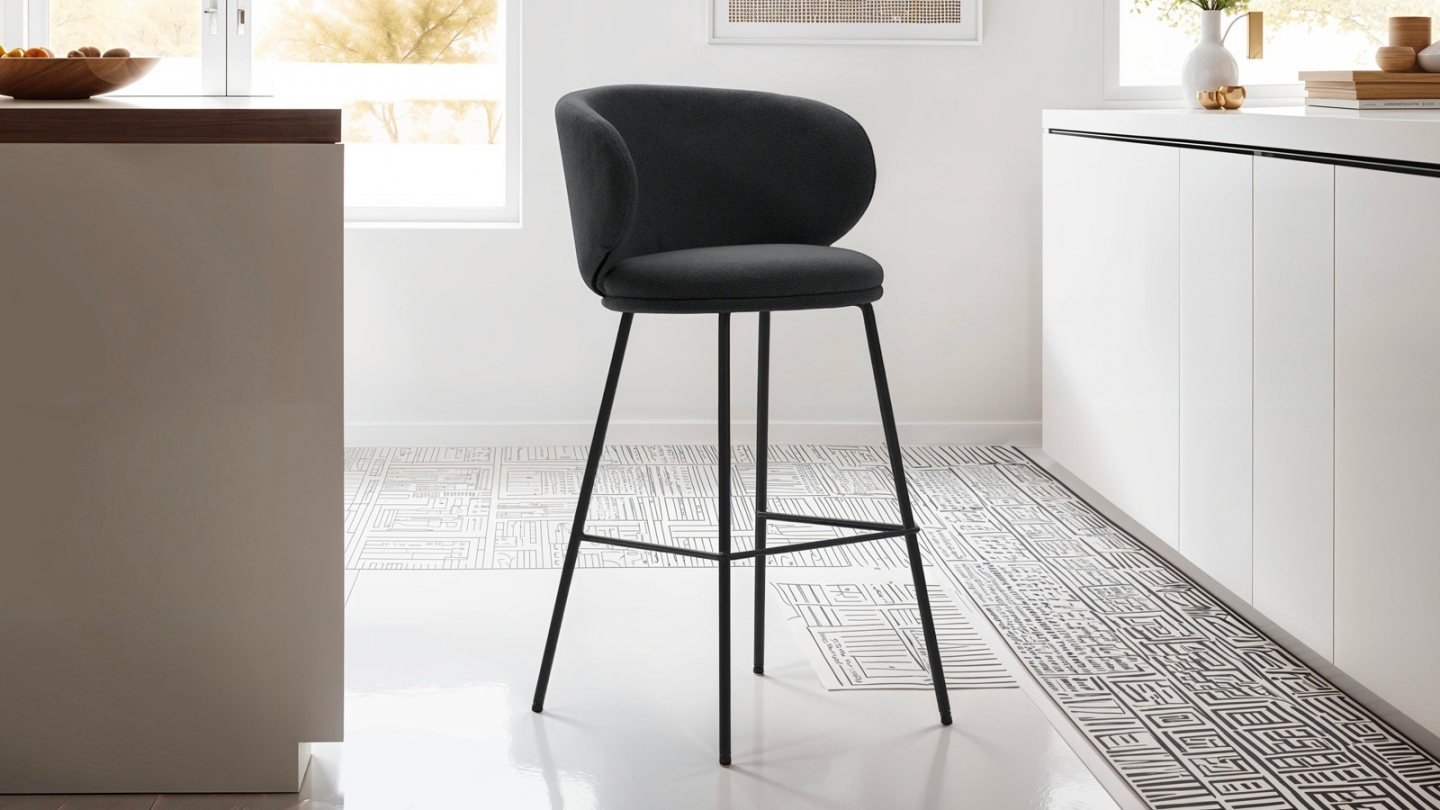Lot de 2 tabourets de bar en tissu gris foncé - Cocoon