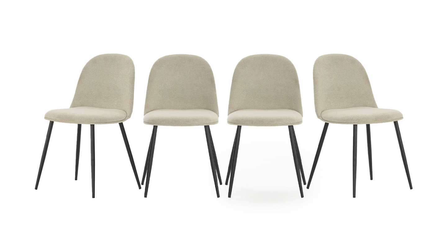 Lot de 4 chaises en tissu beige - Haven