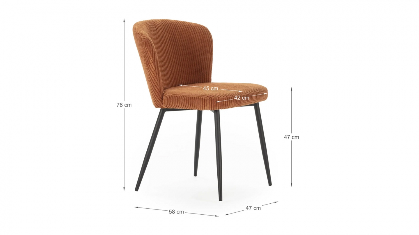 Lot de 4 chaises en velours côtelé rouille - Klara