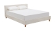 Lit adulte 160x200 cm avec tête de lit capitonnée en tissu bouclé beige - Milo